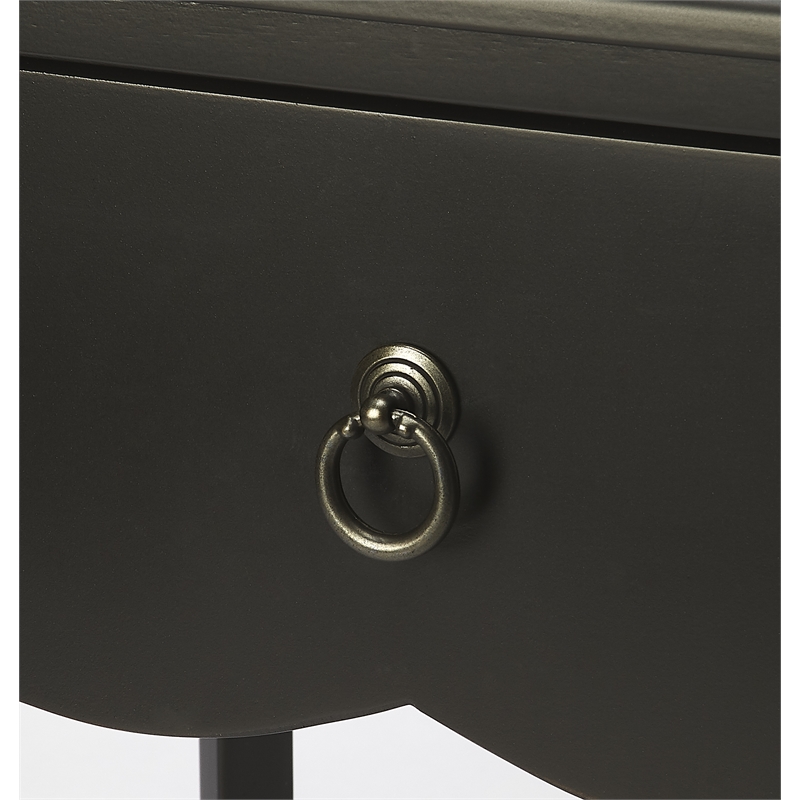 Home Square Transitional Rubberwood Nightstand in Black - Set of 2