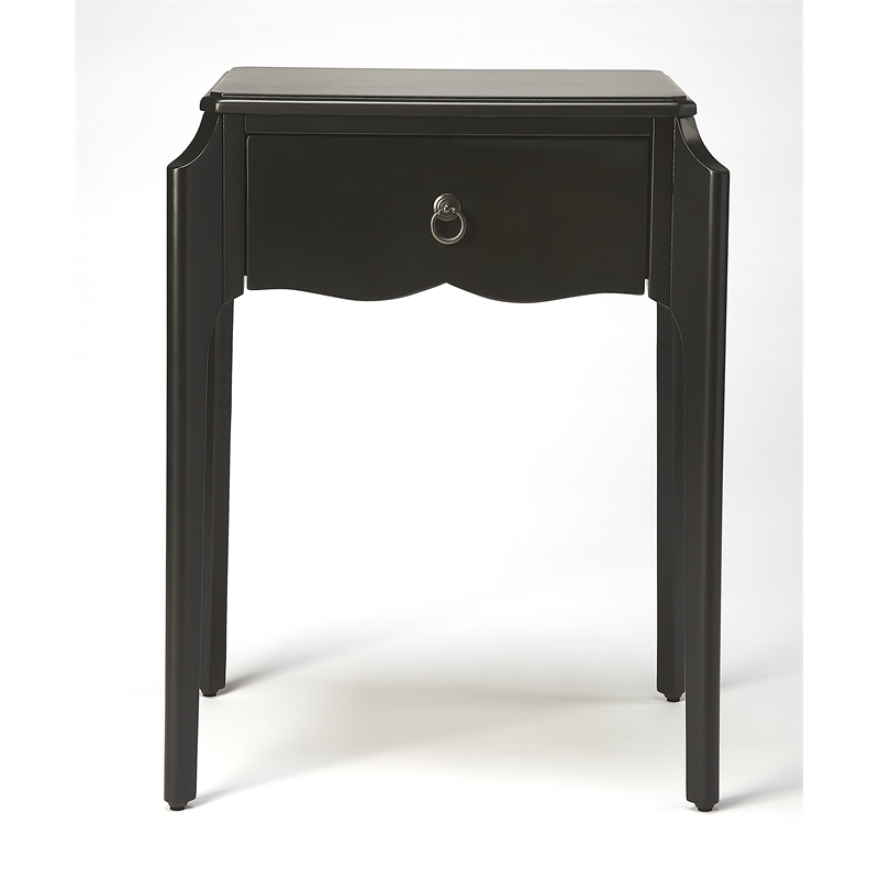 Home Square Transitional Rubberwood Nightstand in Black - Set of 2