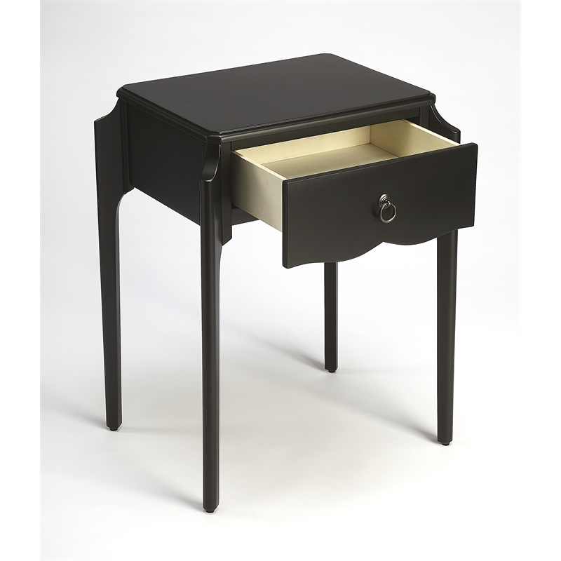 Home Square Transitional Rubberwood Nightstand in Black - Set of 2