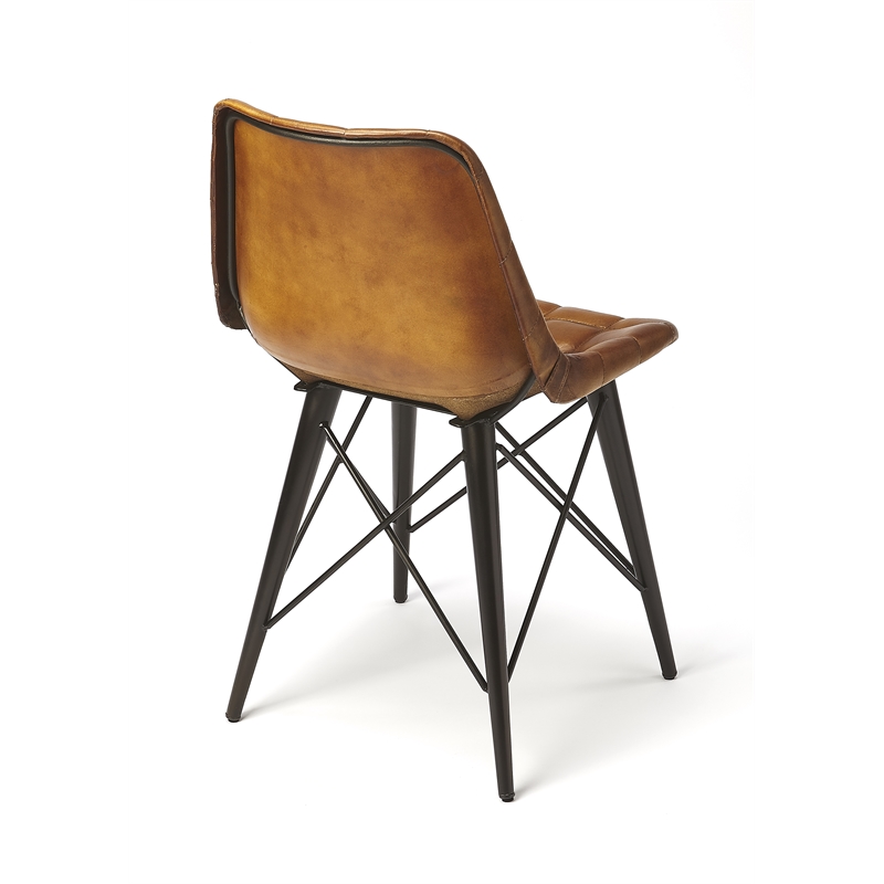 Home Square Transitional Leather Side Chair in Brown - Set of 2