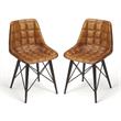 Home Square Transitional Leather Side Chair in Brown - Set of 2