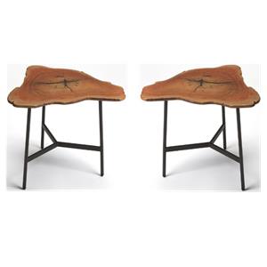 Home Square Modern Live Edge End Table in Natural Finish - Set of 2