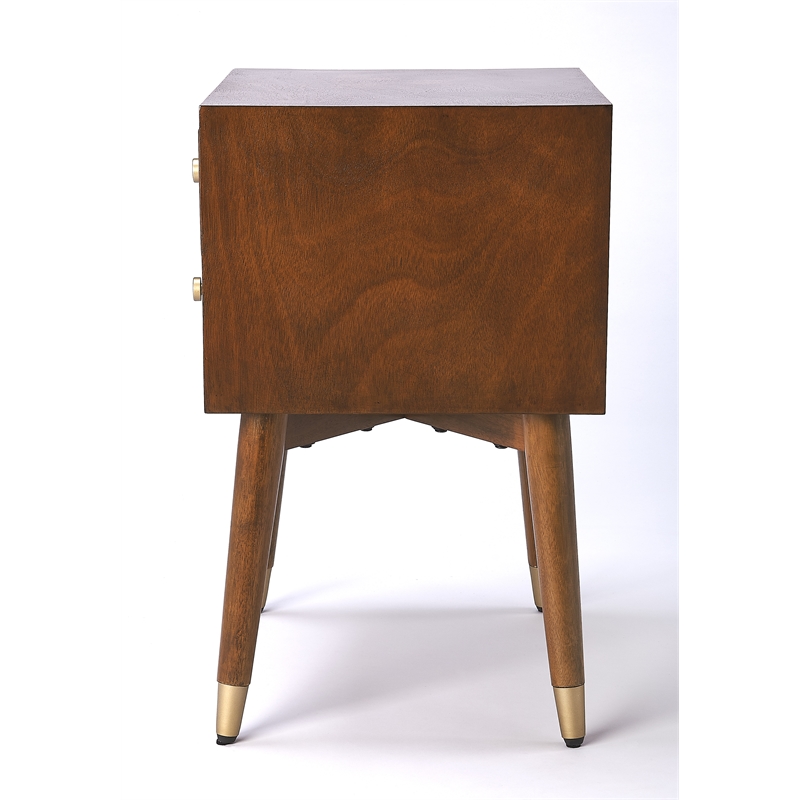 Home Square Modern Two Drawer Nightstand in Brown Finish - Set of 2