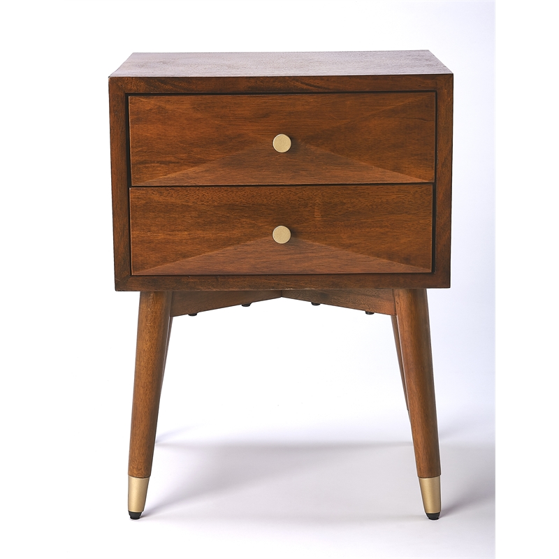 Home Square Modern Two Drawer Nightstand in Brown Finish - Set of 2