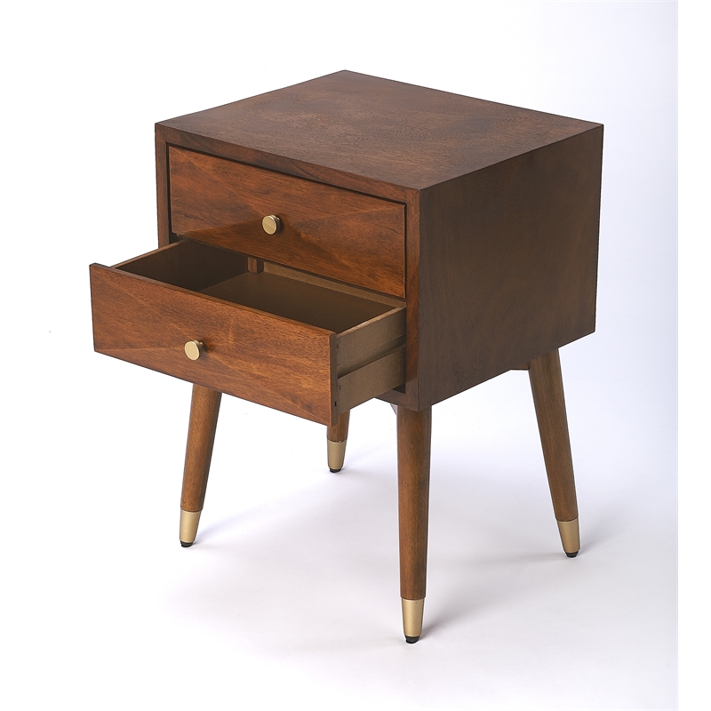Home Square Modern Two Drawer Nightstand in Brown Finish - Set of 2