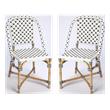 Home Square Transitional Rattan Dining Chair in White and Black - Set of 2