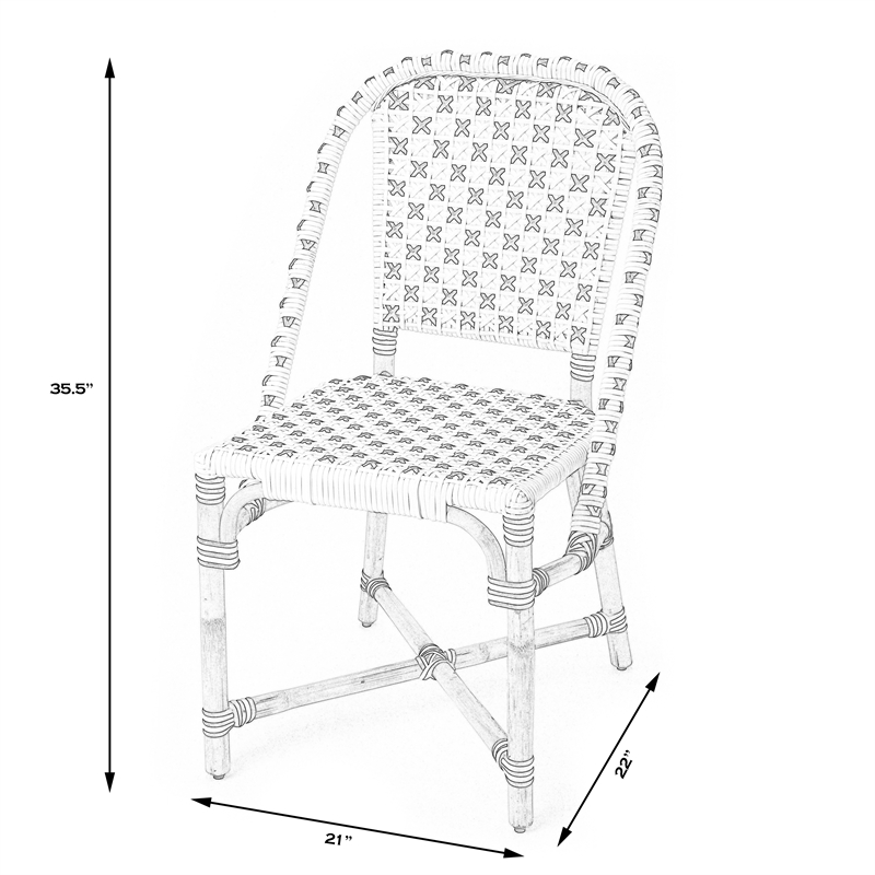 Home Square Rattan Dining Chair in Glossy White Finish - Set of 2