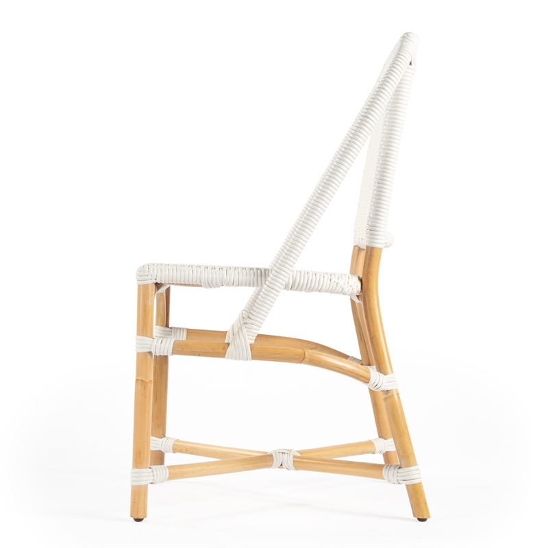 Home Square Rattan Dining Chair in Glossy White Finish - Set of 2