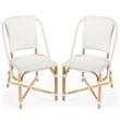 Home Square Rattan Dining Chair in Glossy White Finish - Set of 2