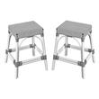 Home Square Rectangular Rattan Counter Stool in Beige - Set of 2