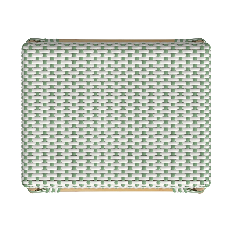 Home Square Rattan Counter Stool in White and Green - Set of 2
