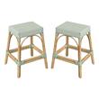 Home Square Rattan Counter Stool in White and Green - Set of 2