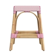 Home Square Rattan Counter Stool in White and Pink - Set of 2