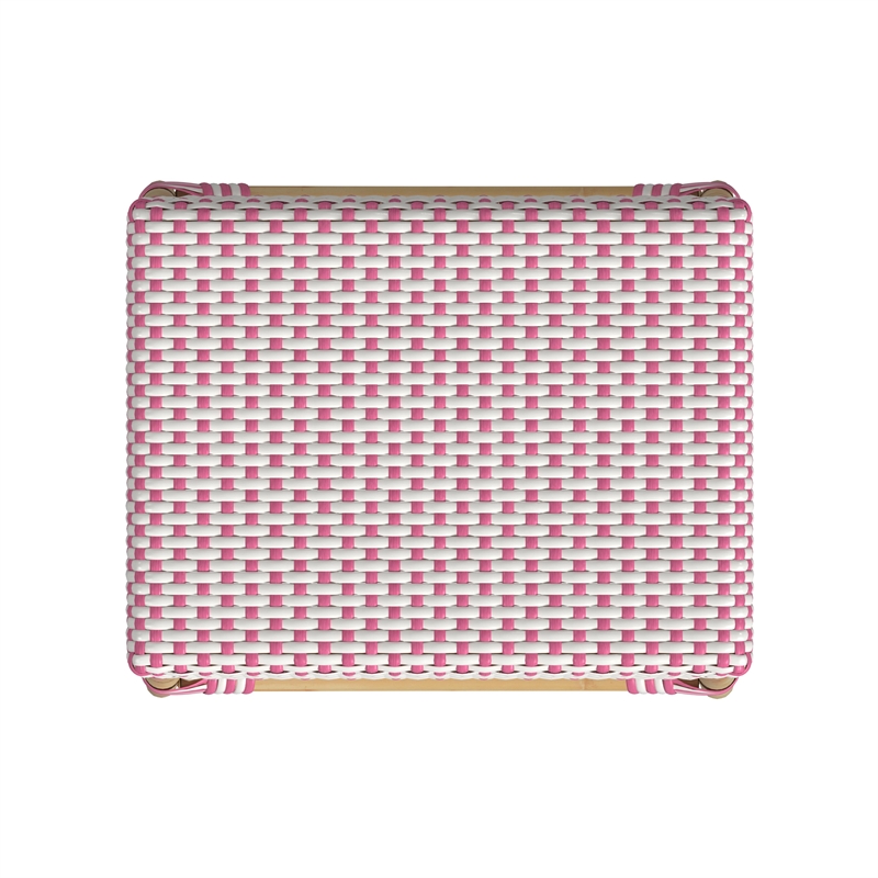 Home Square Rattan Counter Stool in White and Pink - Set of 2