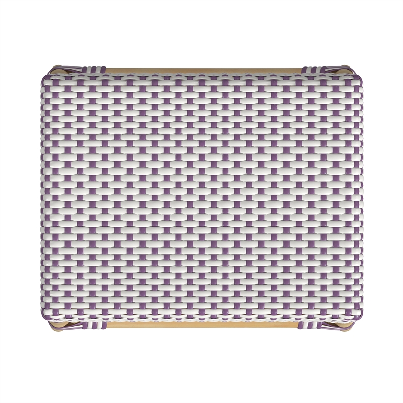 Home Square Rattan Counter Stool in White and Purple - Set of 2