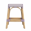 Home Square Rattan Counter Stool in White and Purple - Set of 2
