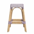 Home Square Rattan Counter Stool in White and Purple - Set of 2