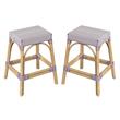 Home Square Rattan Counter Stool in White and Purple - Set of 2