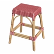 Home Square Rattan Counter Stool in Red and White - Set of 2