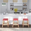 Home Square Rattan Counter Stool in Red and White - Set of 2