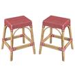 Home Square Rattan Counter Stool in Red and White - Set of 2
