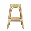 Home Square Rattan Counter Stool in Yellow and White - Set of 2