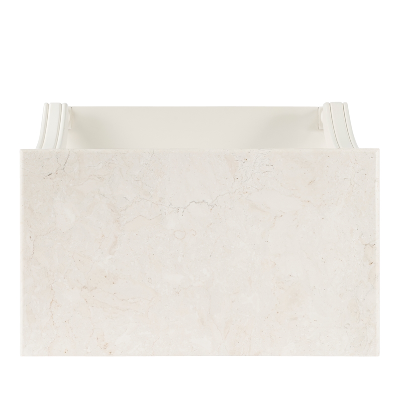 Home Square Transitional Marble Nightstand in White - Set of 2
