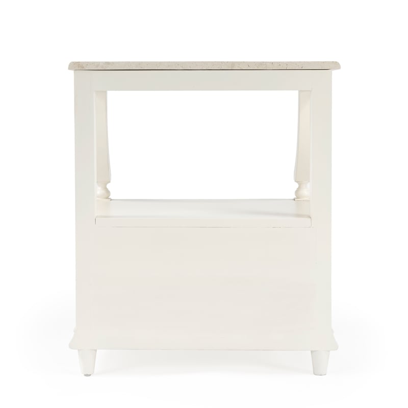 Home Square Transitional Marble Nightstand in White - Set of 2