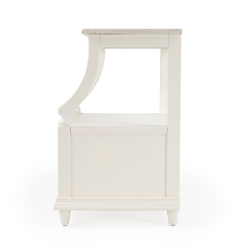 Home Square Transitional Marble Nightstand in White - Set of 2