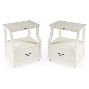 Home Square Transitional Marble Nightstand in White - Set of 2