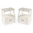 Home Square Transitional Marble Nightstand in White - Set of 2