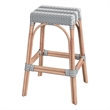 Home Square Rattan Barstool in Gray and White Stripe - Set of 2
