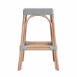Home Square Rattan Barstool in Gray and White Stripe - Set of 2