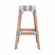 Home Square Rattan Barstool in Gray and White Stripe - Set of 2