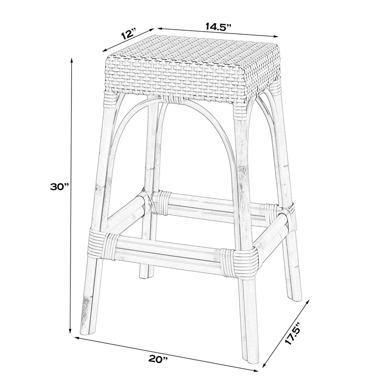 Home Square Rattan Barstool in Blue and White Finish - Set of 2