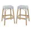 Home Square Rattan Barstool in Blue and White Finish - Set of 2