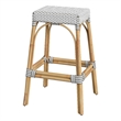 Home Square Rattan Backless Barstool in White and Gray - Set of 2