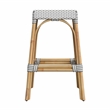 Home Square Rattan Backless Barstool in White and Gray - Set of 2