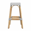 Home Square Rattan Backless Barstool in White and Gray - Set of 2