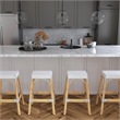 Home Square Rattan Backless Barstool in White and Gray - Set of 2
