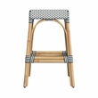 Home Square Rattan Backless Barstool in White and Navy - Set of 2