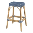 Home Square Rattan Backless Barstool in Sky Blue and White - Set of 2