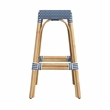 Home Square Rattan Backless Barstool in Sky Blue and White - Set of 2