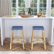 Home Square Rattan Backless Barstool in Sky Blue and White - Set of 2