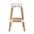 Home Square Rattan Backless Barstool in White Finish - Set of 2