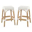 Home Square Rattan Backless Barstool in White Finish - Set of 2