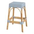 Home Square Rattan Backless Barstool in Twilight Blue - Set of 2