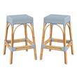 Home Square Rattan Backless Barstool in Twilight Blue - Set of 2