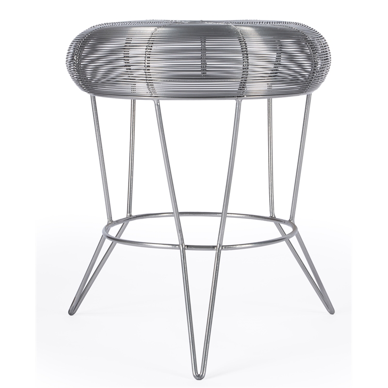 Home Square Decorative Wire Iron Accent Table in Dark Silver - Set of 2