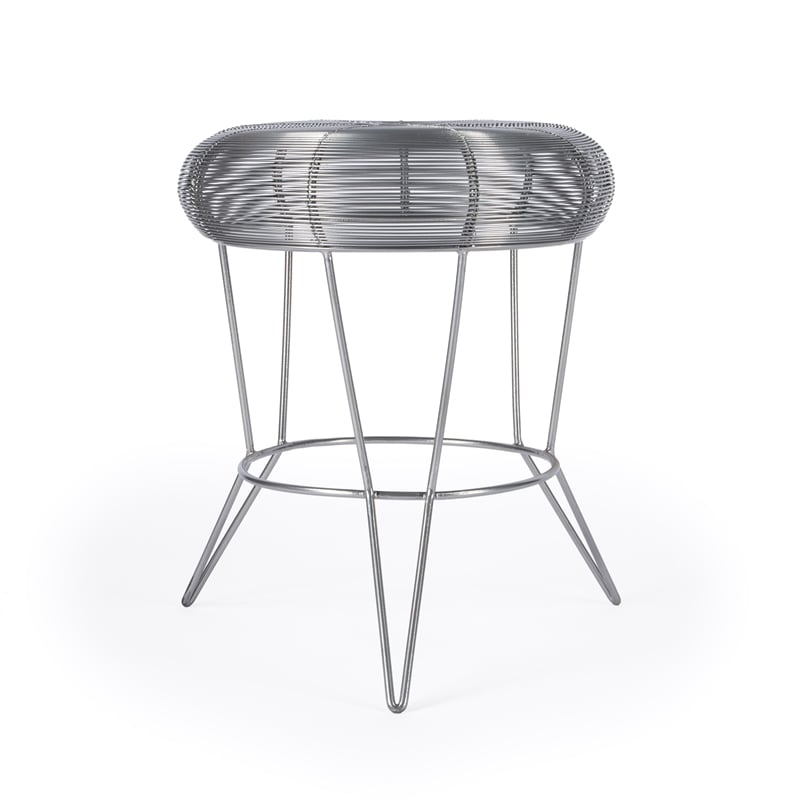 Home Square Decorative Wire Iron Accent Table in Dark Silver - Set of 2